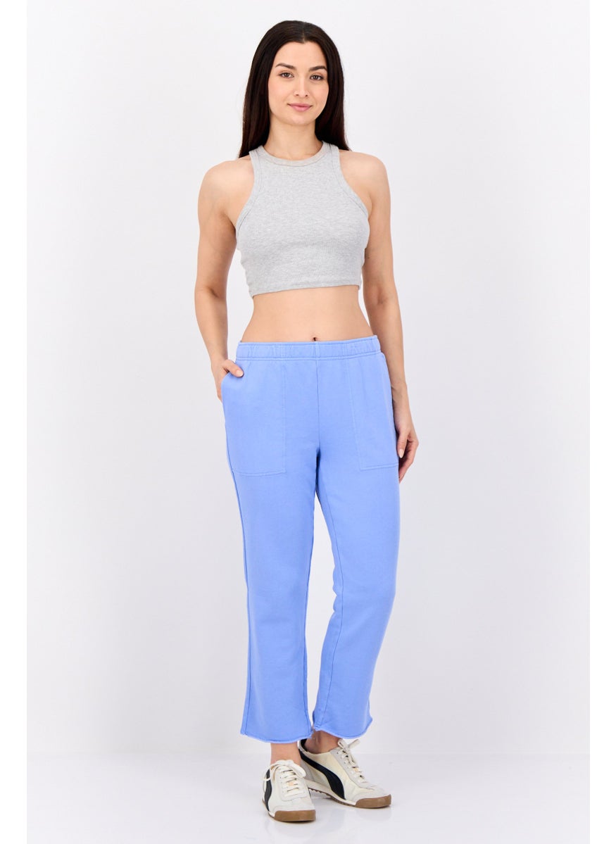 Women Regular Fit Plain Sweatpants, Blue