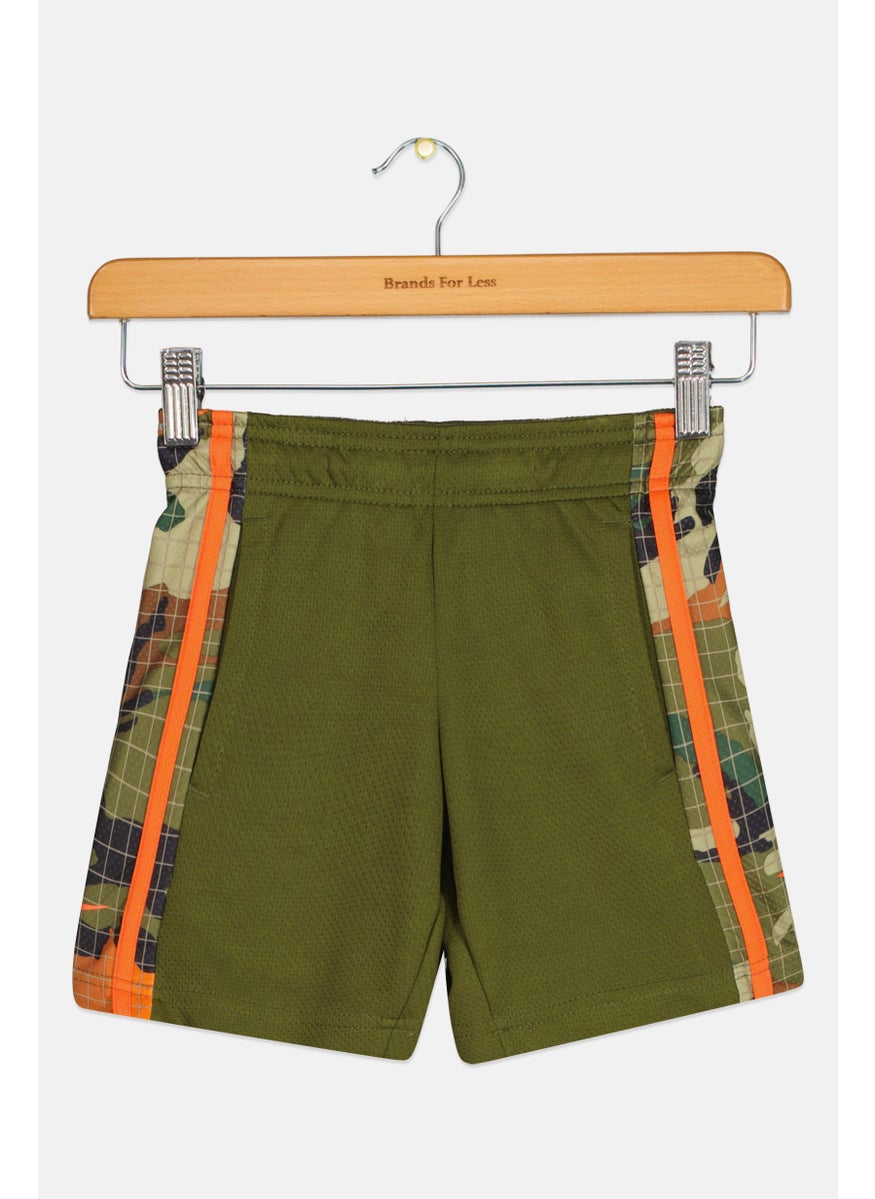 Toddlers Boy Brand Logo Training Shorts, Dark Olive