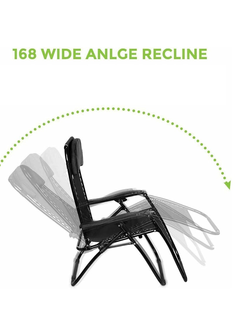 GO2CAMPS Foldable Camping Chair,Folding Reclining Lounge Chair,Camping Bed, Zero Gravity Beach Chair and Garden Chair with Pillows Recliner, Ergonomic Support for Camping, Garden, Poolside Backyard, Beach, Garden Relaxation