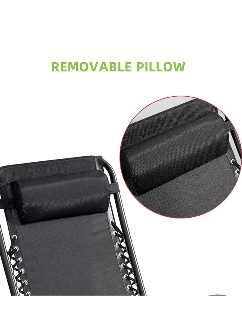 GO2CAMPS Foldable Camping Chair,Folding Reclining Lounge Chair,Camping Bed, Zero Gravity Beach Chair and Garden Chair with Pillows Recliner, Ergonomic Support for Camping, Garden, Poolside Backyard, Beach, Garden Relaxation