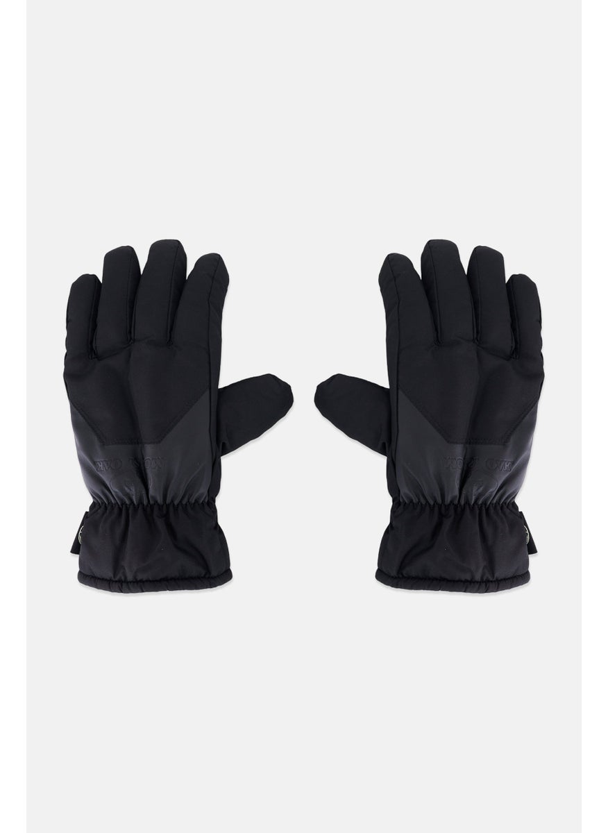 Men 1 Pair Brand Logo Gloves, Black