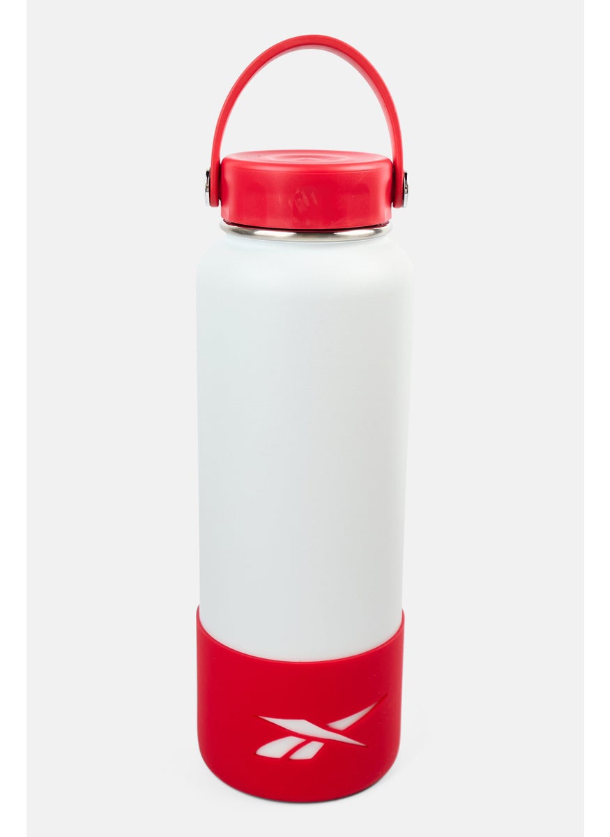 Stainless Steel Outdoor Handle Water Bottle 1183 ml, White/Red