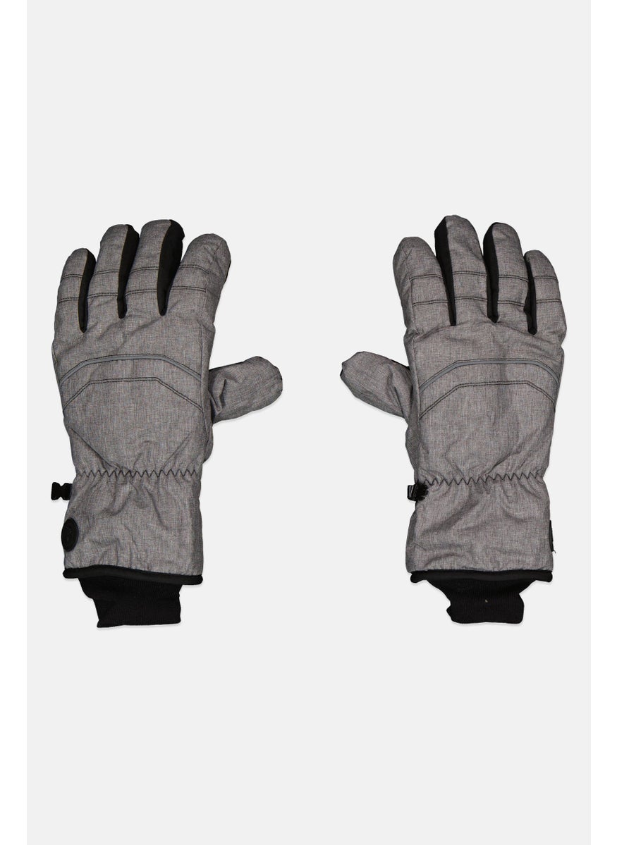 Men 1 Pair Brand Logo Ski Gloves, Grey