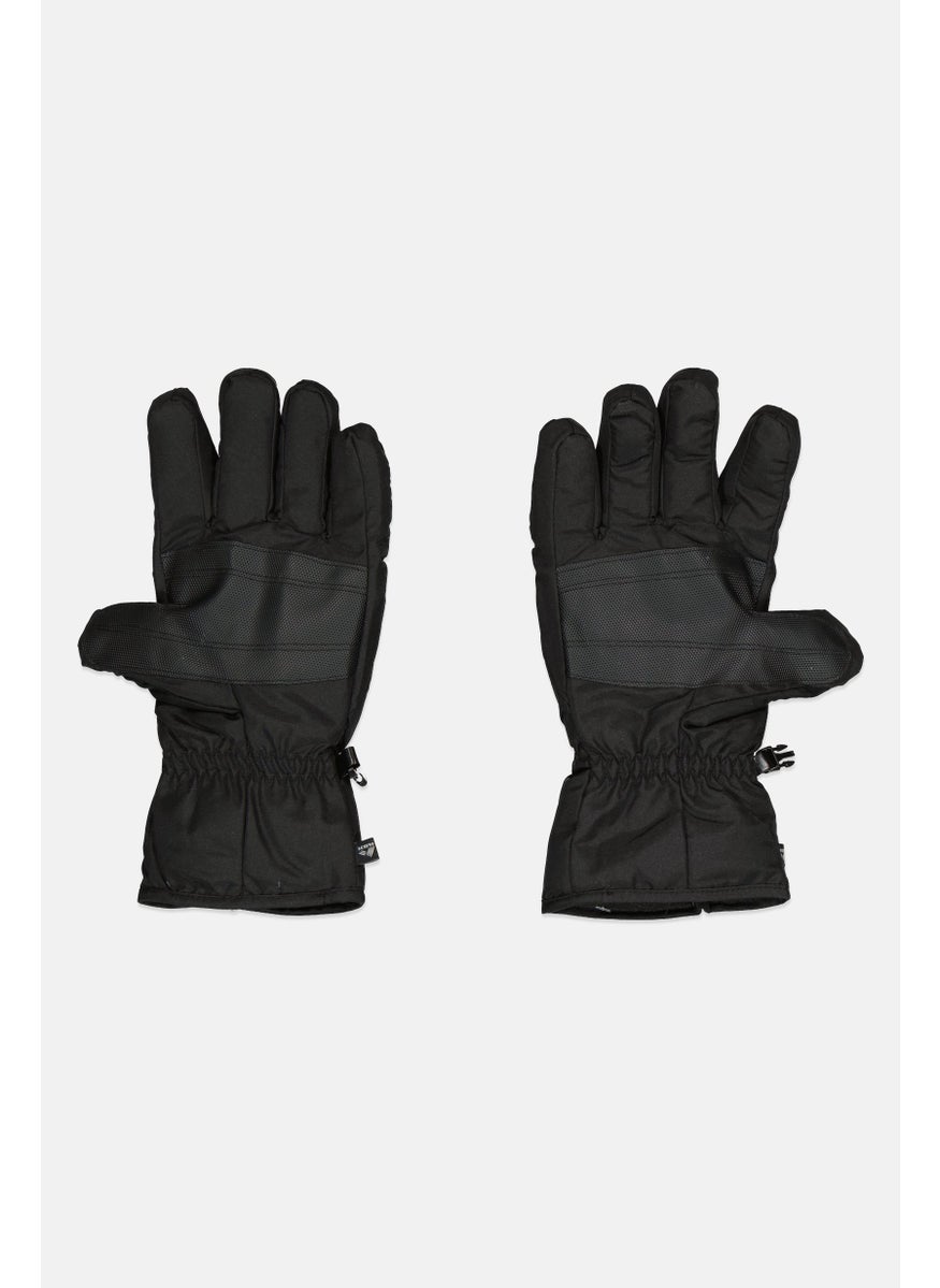 Men 1 Pair Textured Ski Gloves, Black