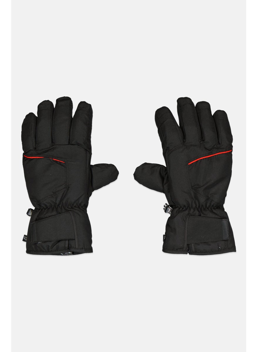 Men 1 Pair Textured Ski Gloves, Black