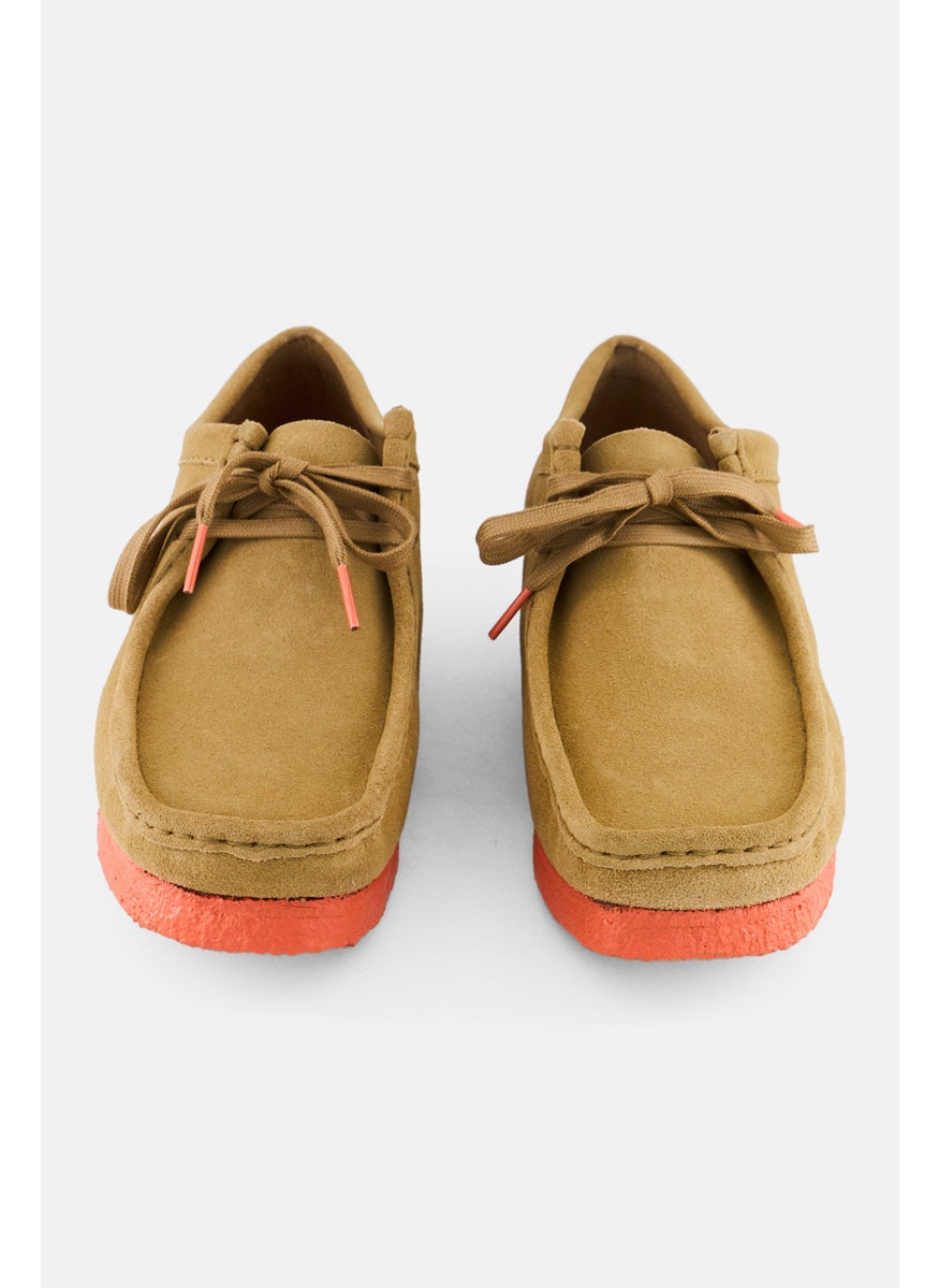 Men Standard Fit Wallabee Lace Up Casual Shoes, Tan