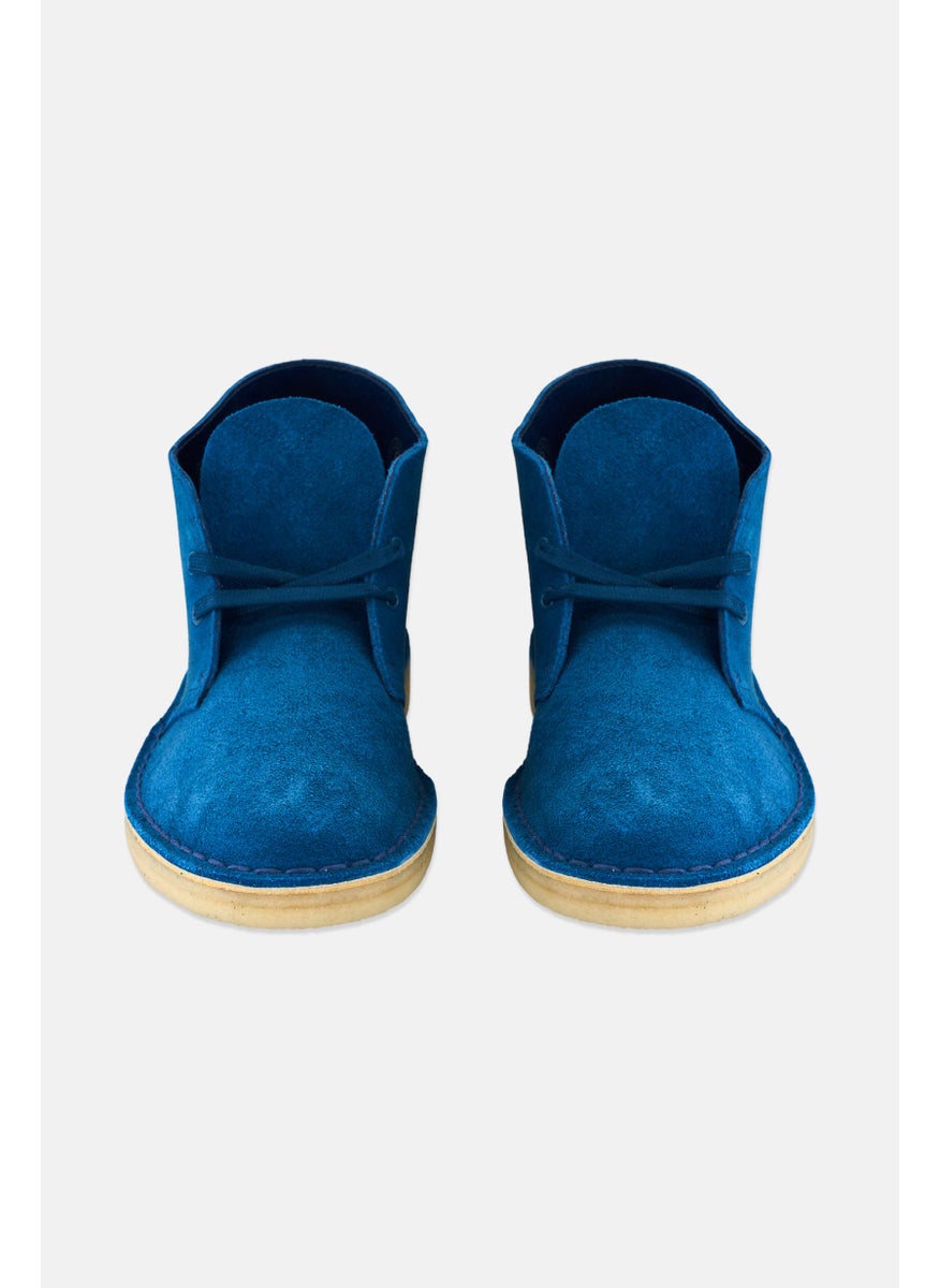 Men Desert Lace Up Boots, Teal Blue