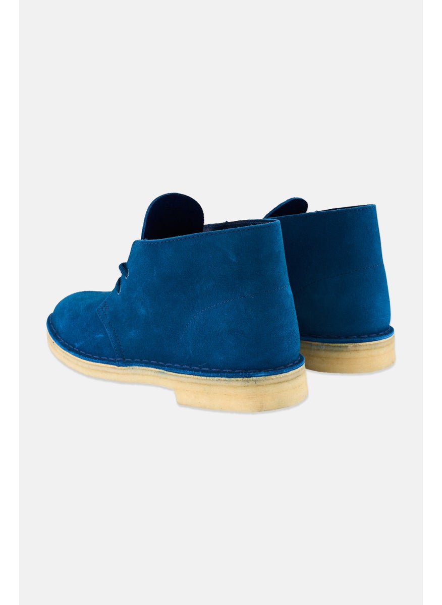 Men Desert Lace Up Boots, Teal Blue