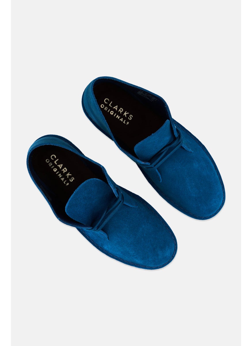 Men Desert Lace Up Boots, Teal Blue