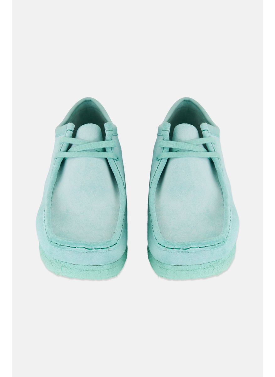 Men Lace Up Casual Shoes, Mint Green