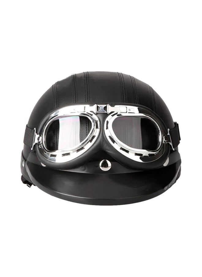 German Style Motorcycle PU Half Helmet Safety Goggles