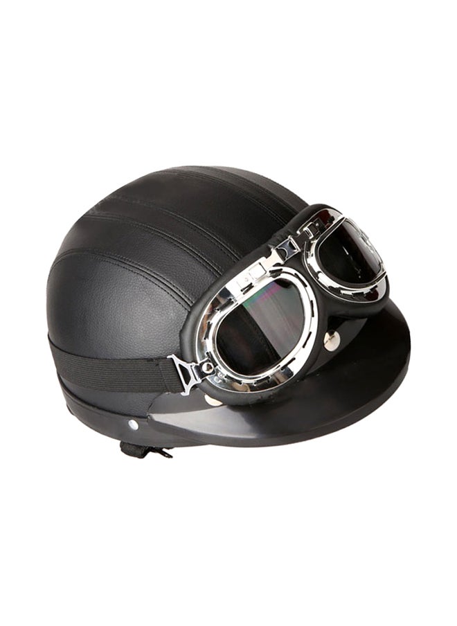 German Style Motorcycle PU Half Helmet Safety Goggles