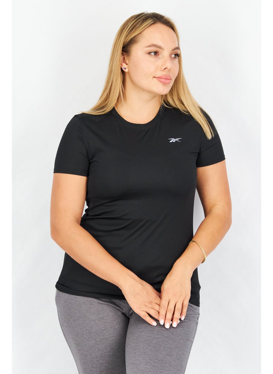Women Sportswear Fit Brand Logo Training T-Shirt, Black