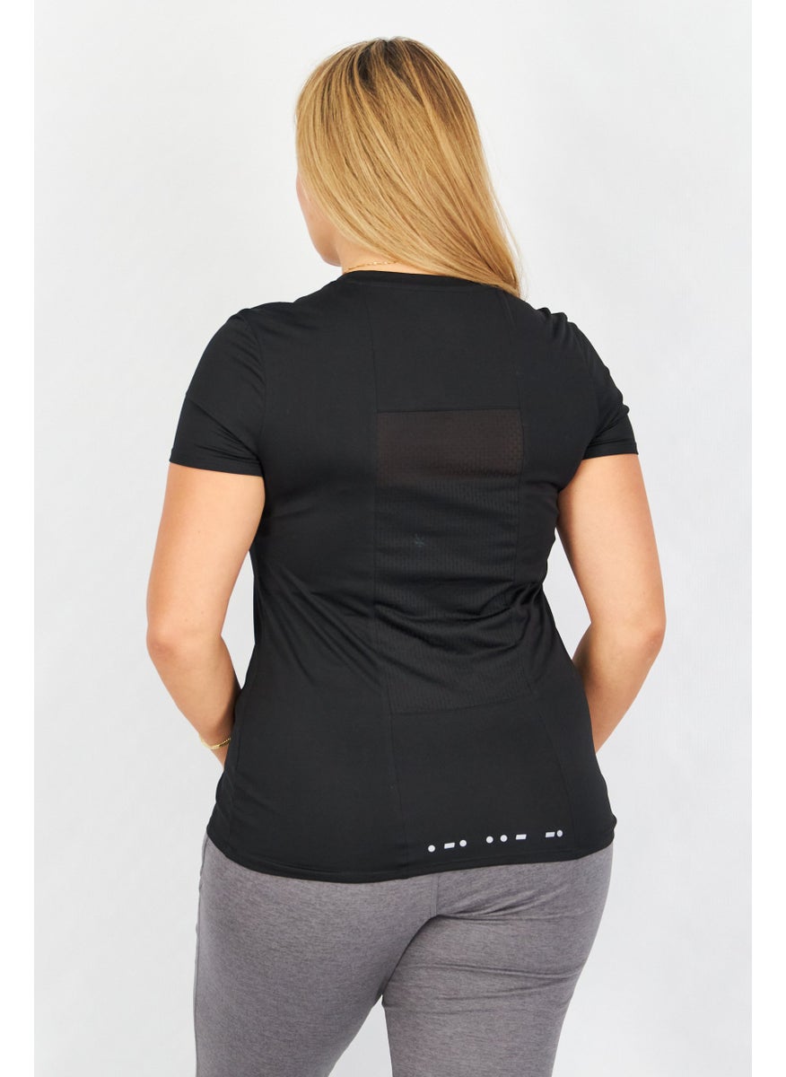 Women Sportswear Fit Brand Logo Training T-Shirt, Black