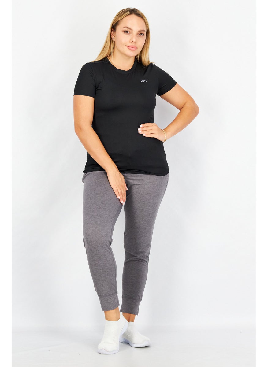 Women Sportswear Fit Brand Logo Training T-Shirt, Black