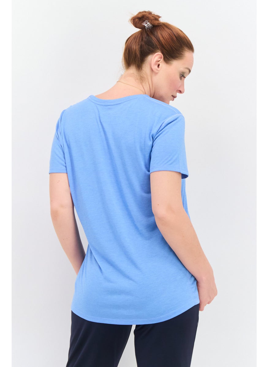 Women Sportswear Fit Short Sleeve Outdoor T Shirt, Blue