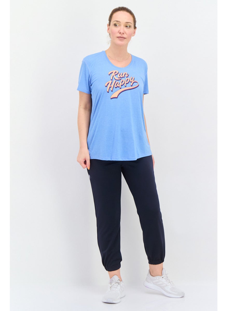 Women Sportswear Fit Short Sleeve Outdoor T Shirt, Blue
