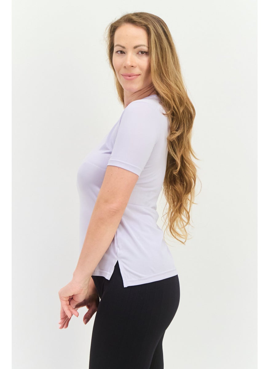 Women Regular Fit Short Sleeves Training Top, Lilac