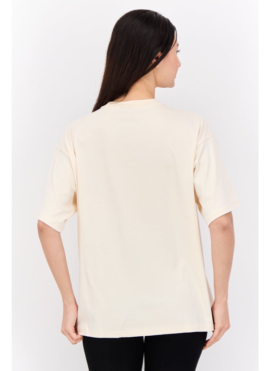 Women Sportswear Fit Short Sleeve Outdoor T-Shirt, Cream