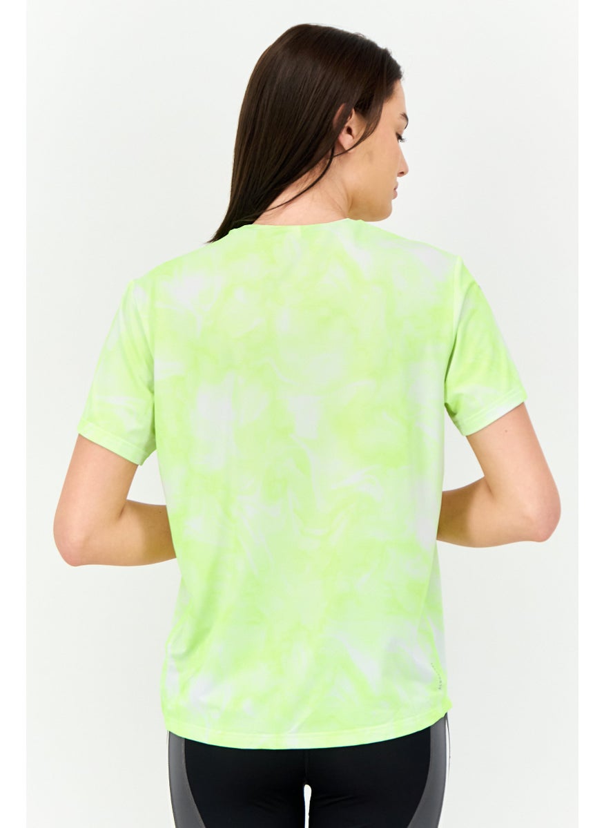 Women Sportswear Fit Short Sleeve Running T-shirt, Lime Green
