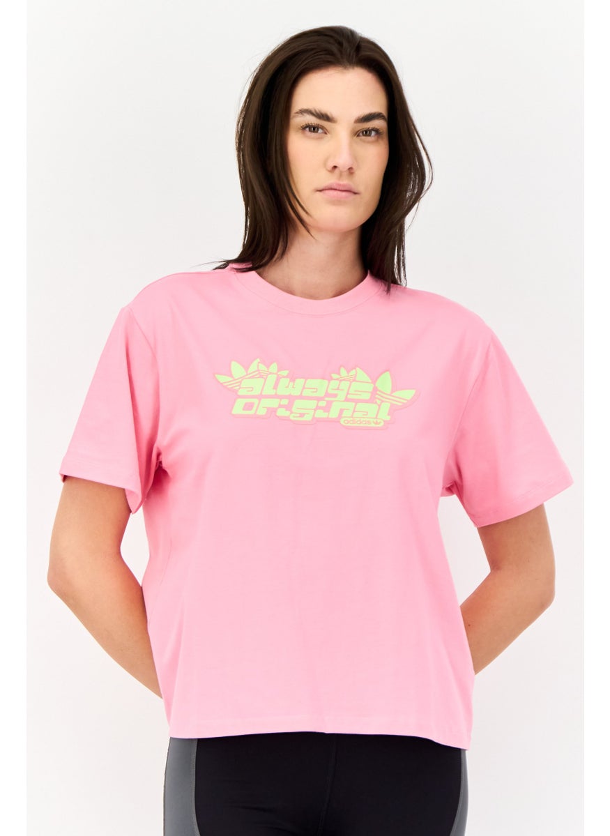Women Sportswear Fit Short Sleeves Outdoor T-Shirt, Pink