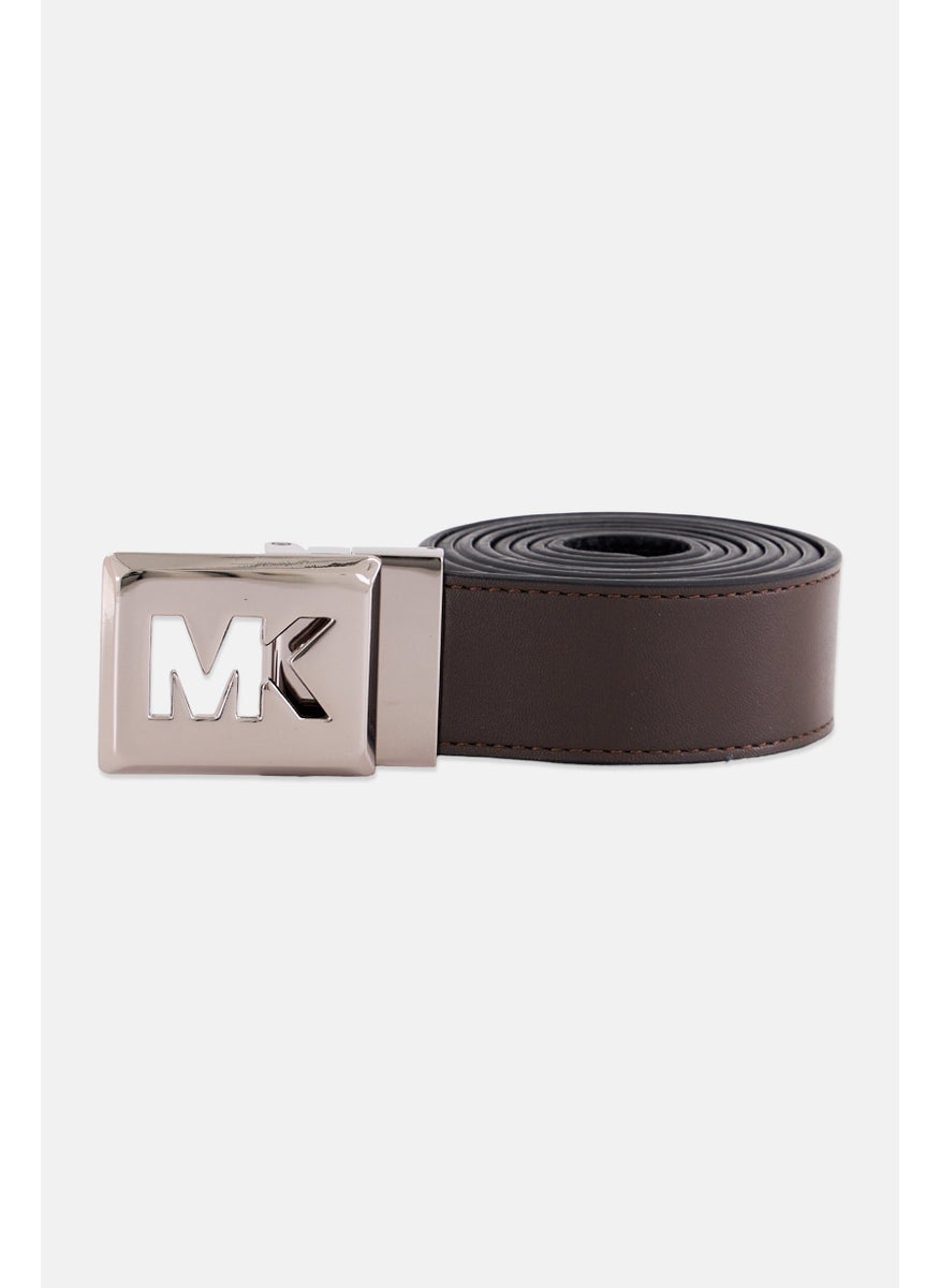 Women Brand Logo Leather Belt, Brown