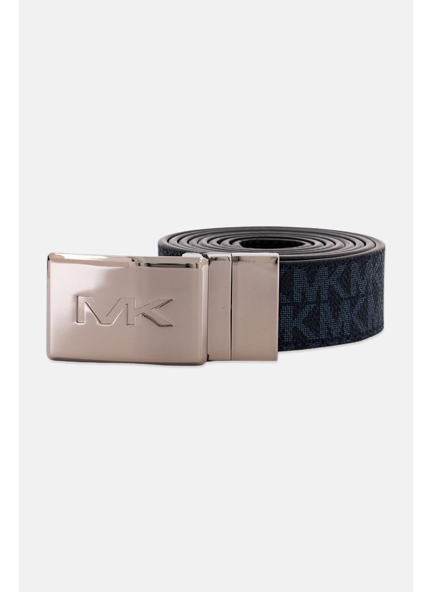 Women Brand Logo Leather Belt, Blue