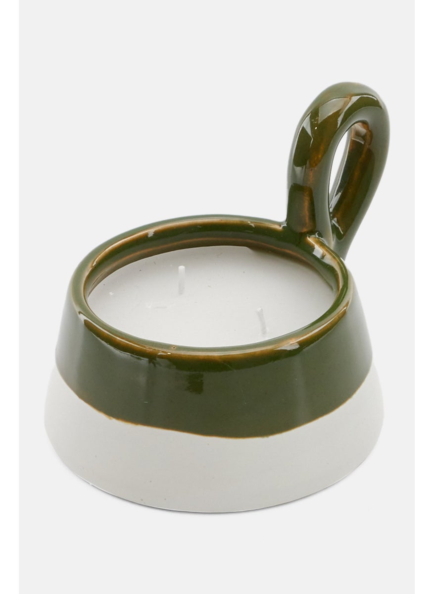 Ceramic Candle Holders Decorative, Green/White