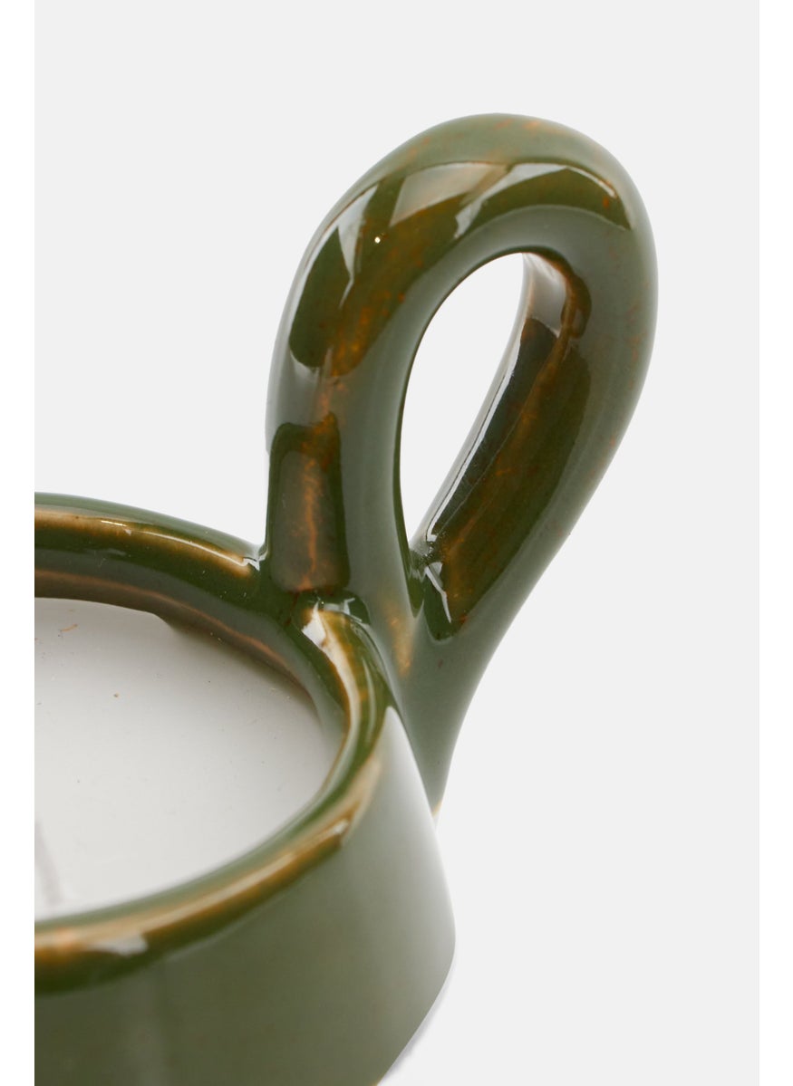 Ceramic Candle Holders Decorative, Green/White