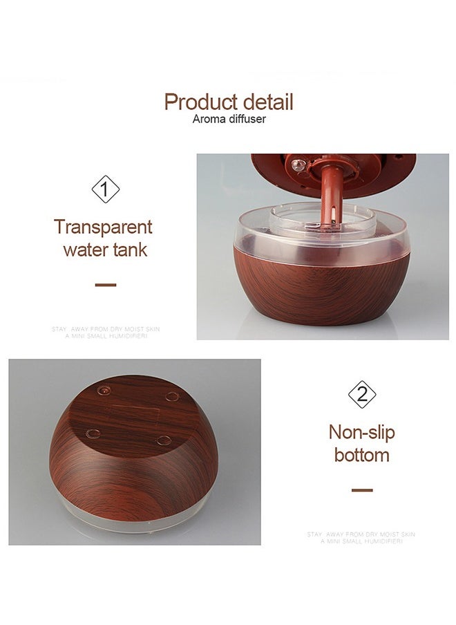 USB Air Humidifier u0026 Aroma Diffuser - 300ml Large Mist Quiet Bedroom Office Desktop, Wood Grain Design with Night Light, Essential Oil Air Purifier