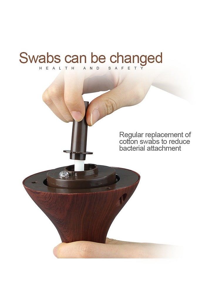 USB Air Humidifier u0026 Aroma Diffuser - 300ml Large Mist Quiet Bedroom Office Desktop, Wood Grain Design with Night Light, Essential Oil Air Purifier