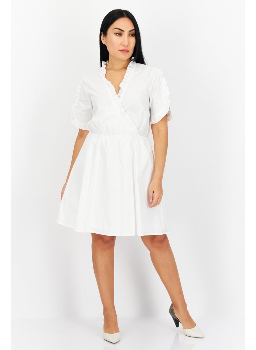 Women Plain Mini Dress, White
