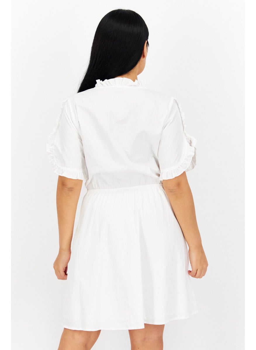 Women Plain Mini Dress, White
