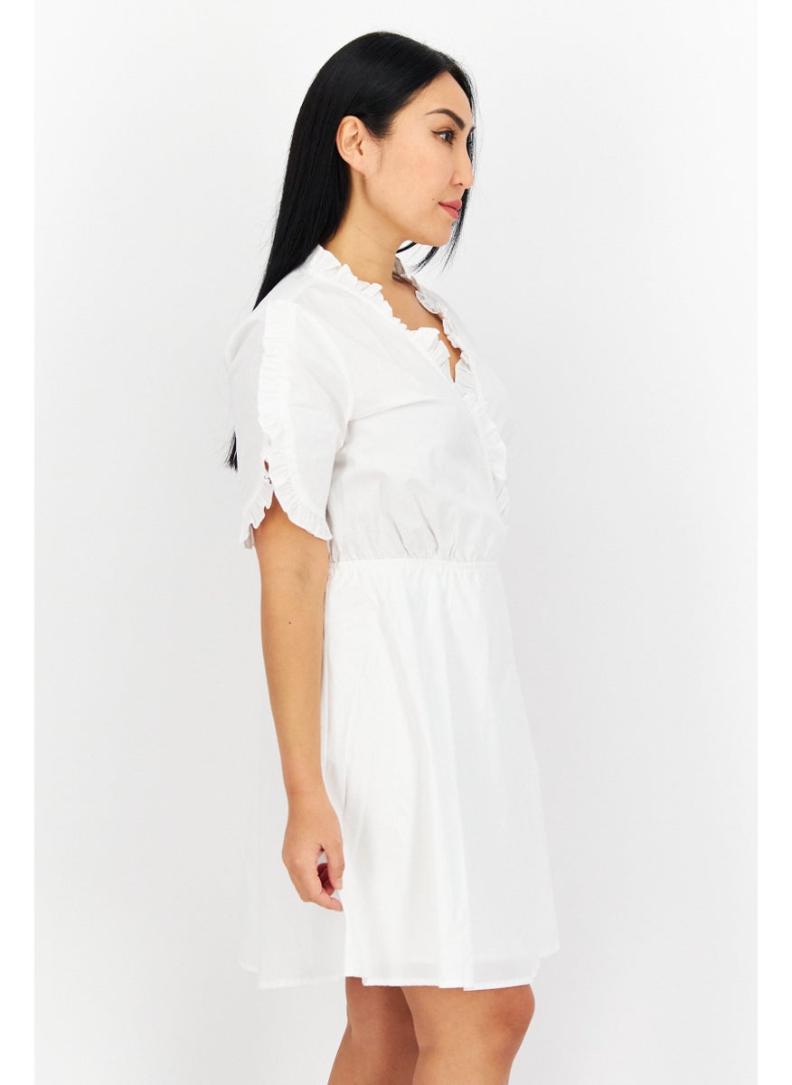Women Plain Mini Dress, White
