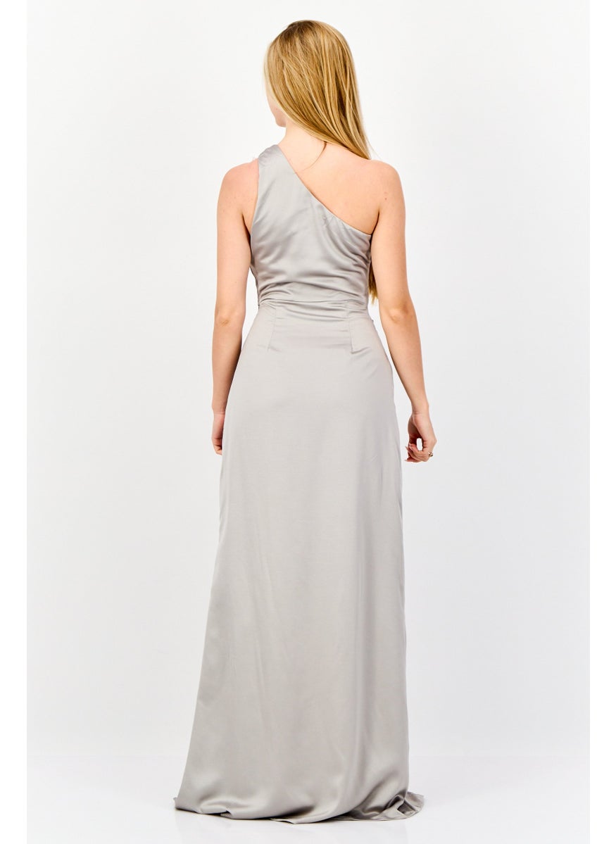 Women Plain Maxi Dress, Grey