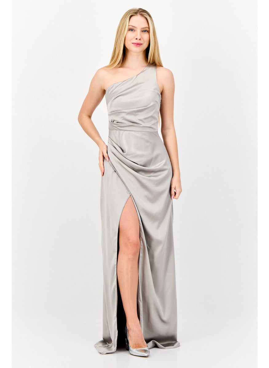 Women Plain Maxi Dress, Grey