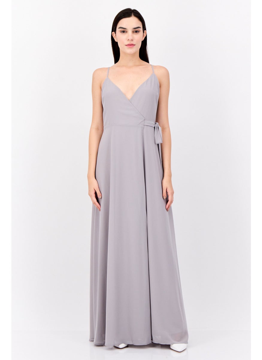 Women Solid Maxi Dress, Grey