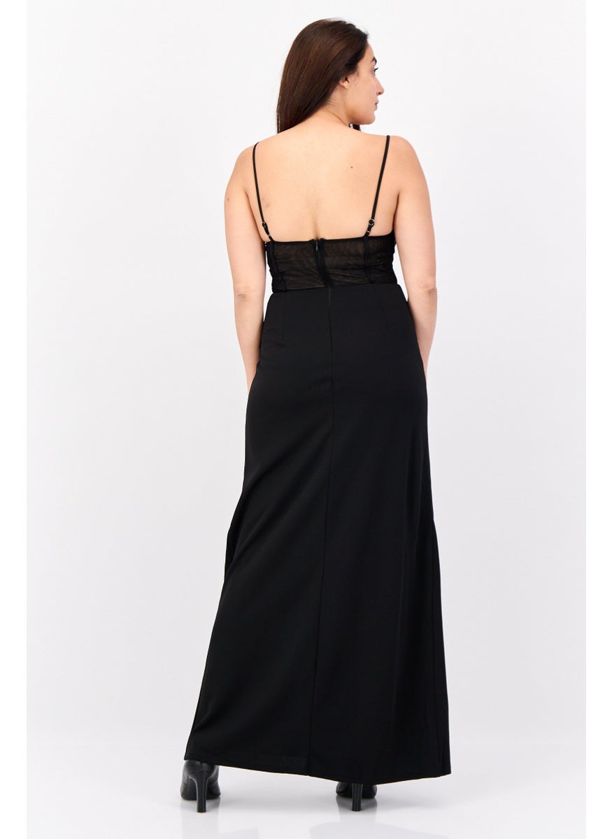 Women Solid Maxi Dress, Black