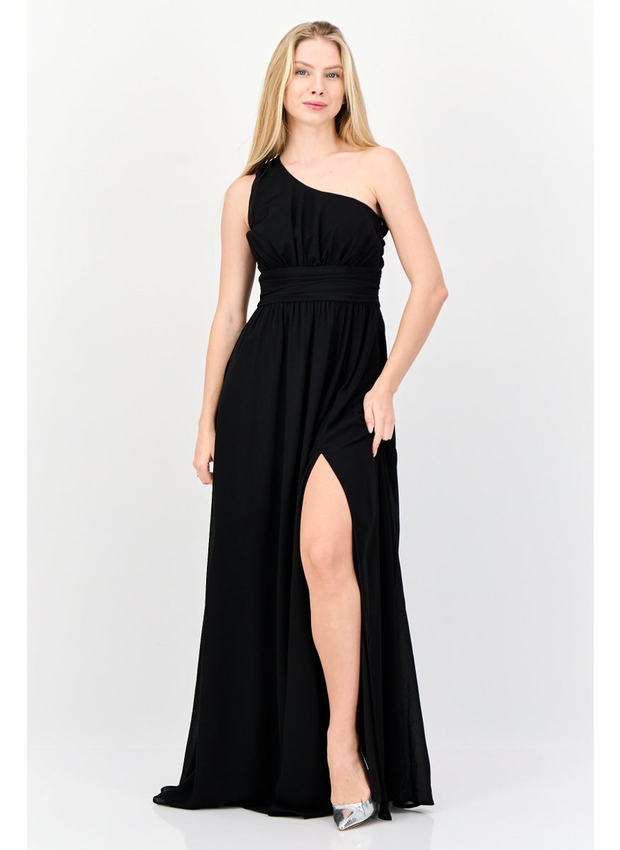 Women Solid Maxi Dress, Black