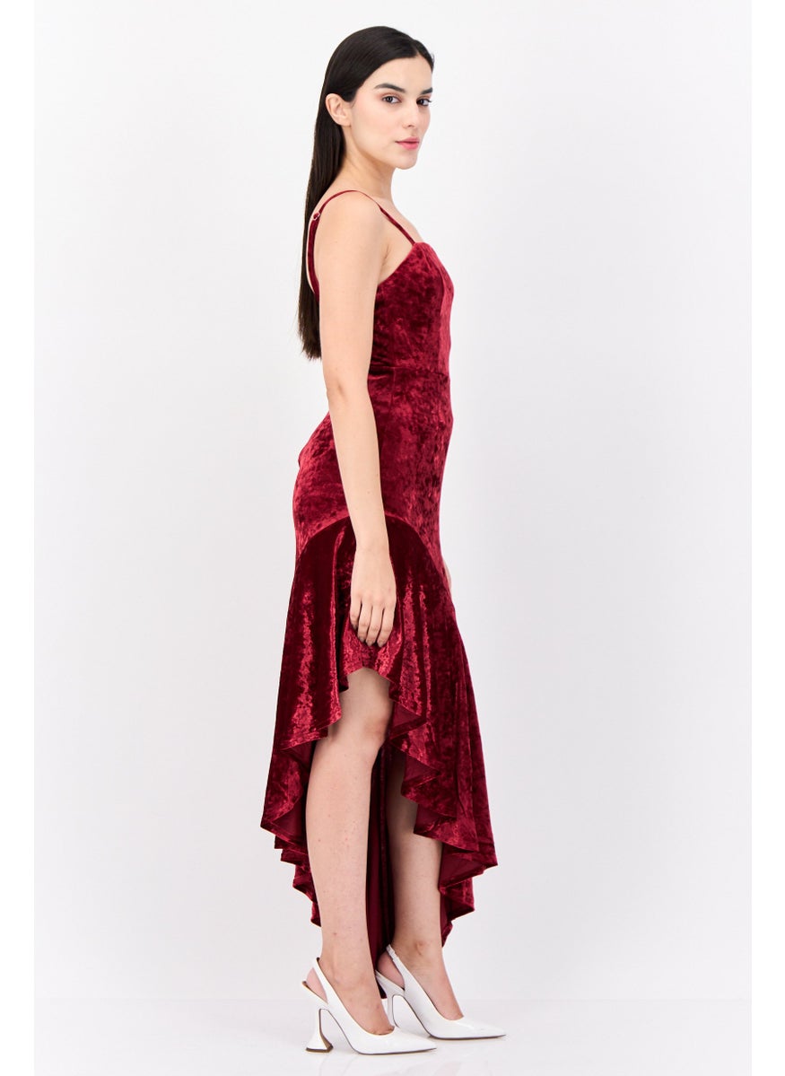Women Plain Midi Dress, Maroon