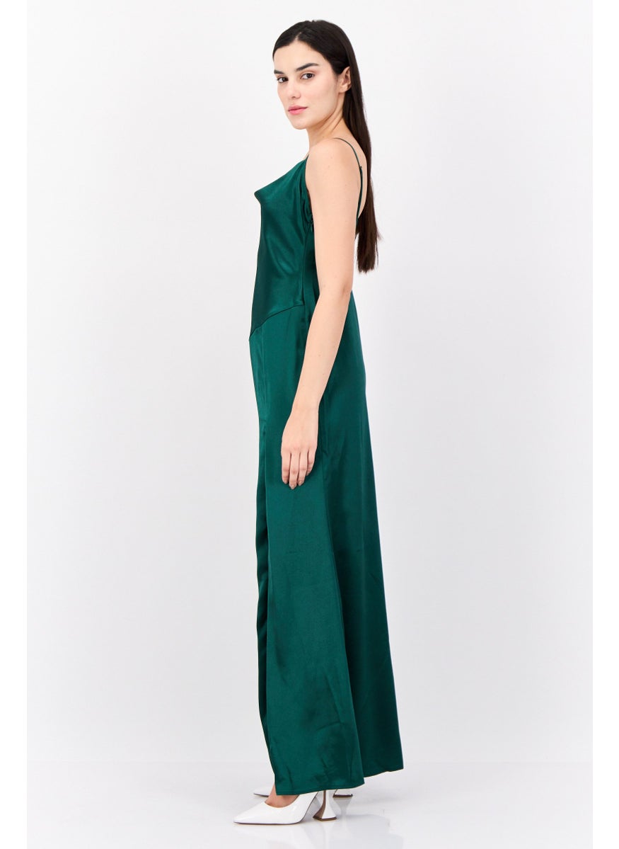 Women Plain Maxi Dress, Green