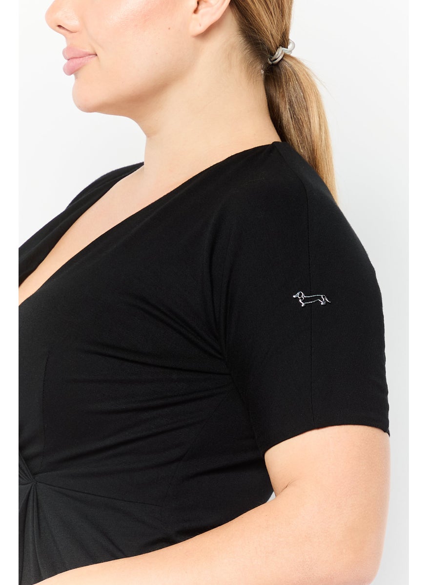 Women Solid Mini Dress, Black