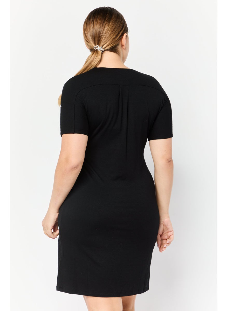 Women Solid Mini Dress, Black