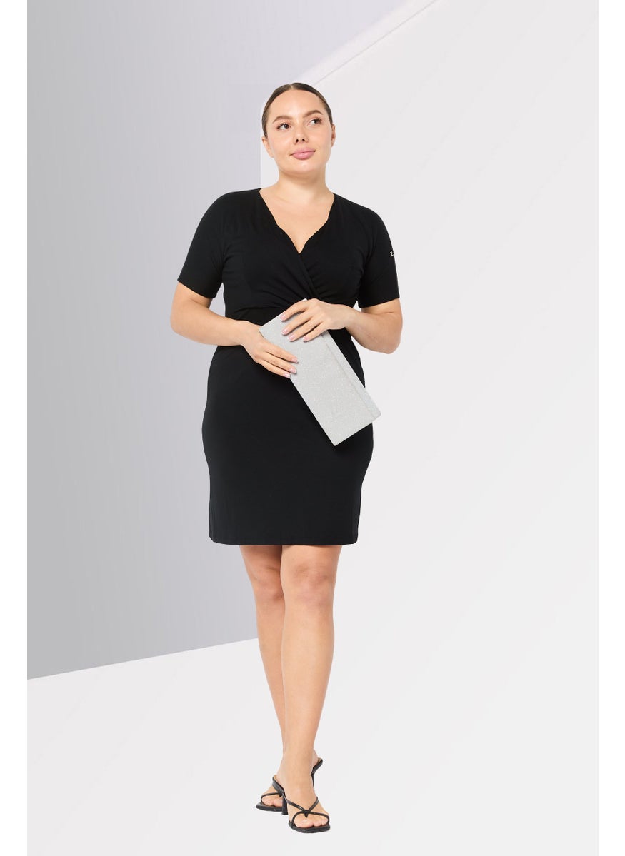 Women Solid Mini Dress, Black