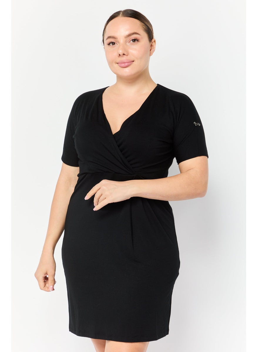 Women Solid Mini Dress, Black