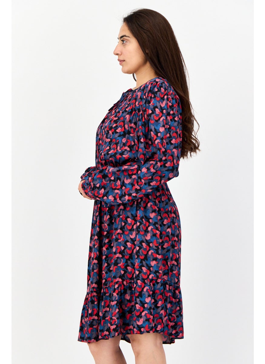 Women Allover Print Mini Dress, Multicolor