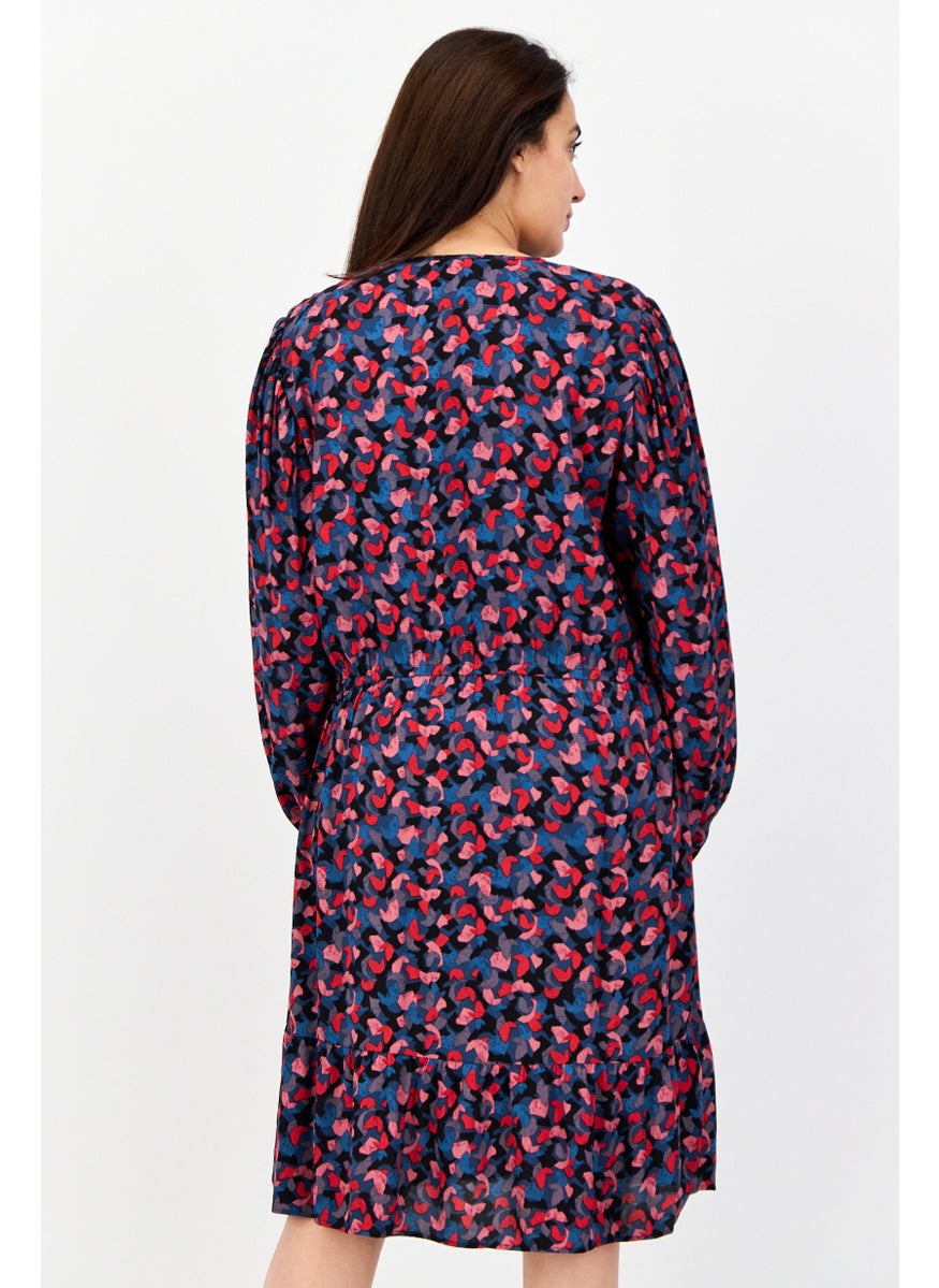 Women Allover Print Mini Dress, Multicolor