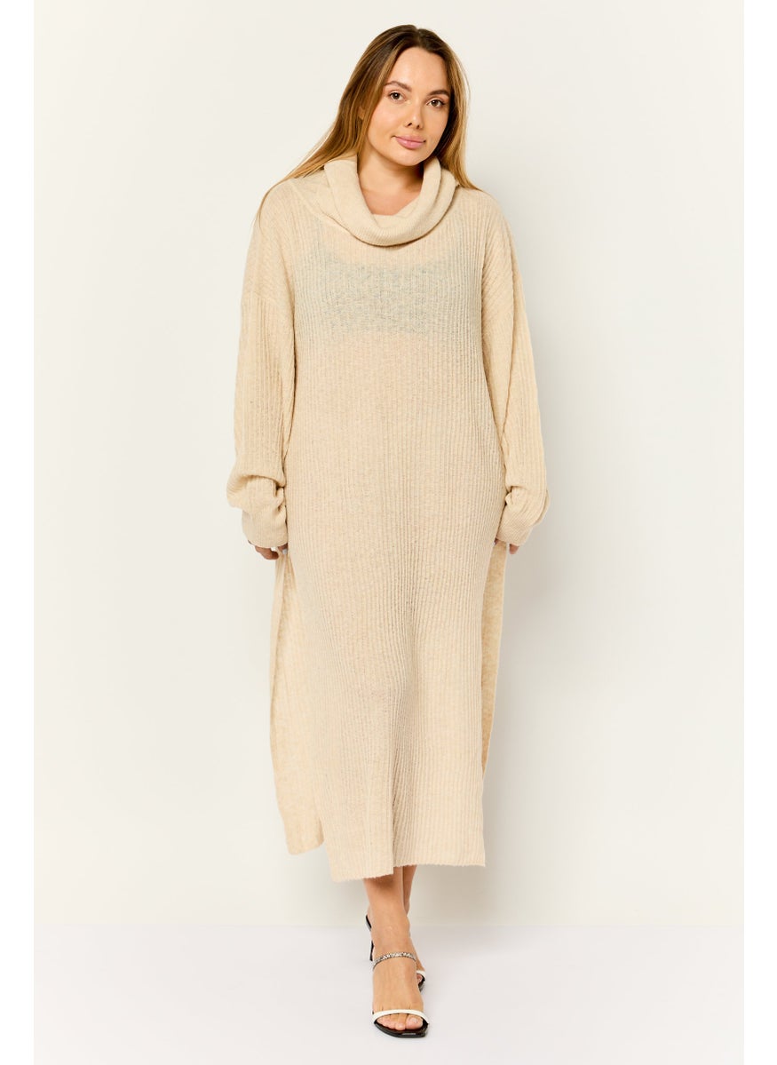Women Knitted Sweater Dress, Cream