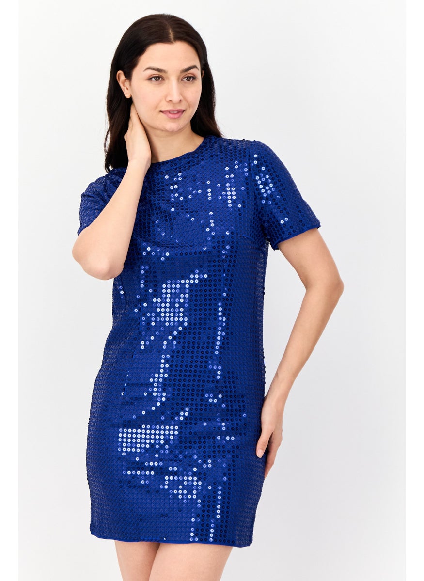 Women Sequin Mini Dress, Blue