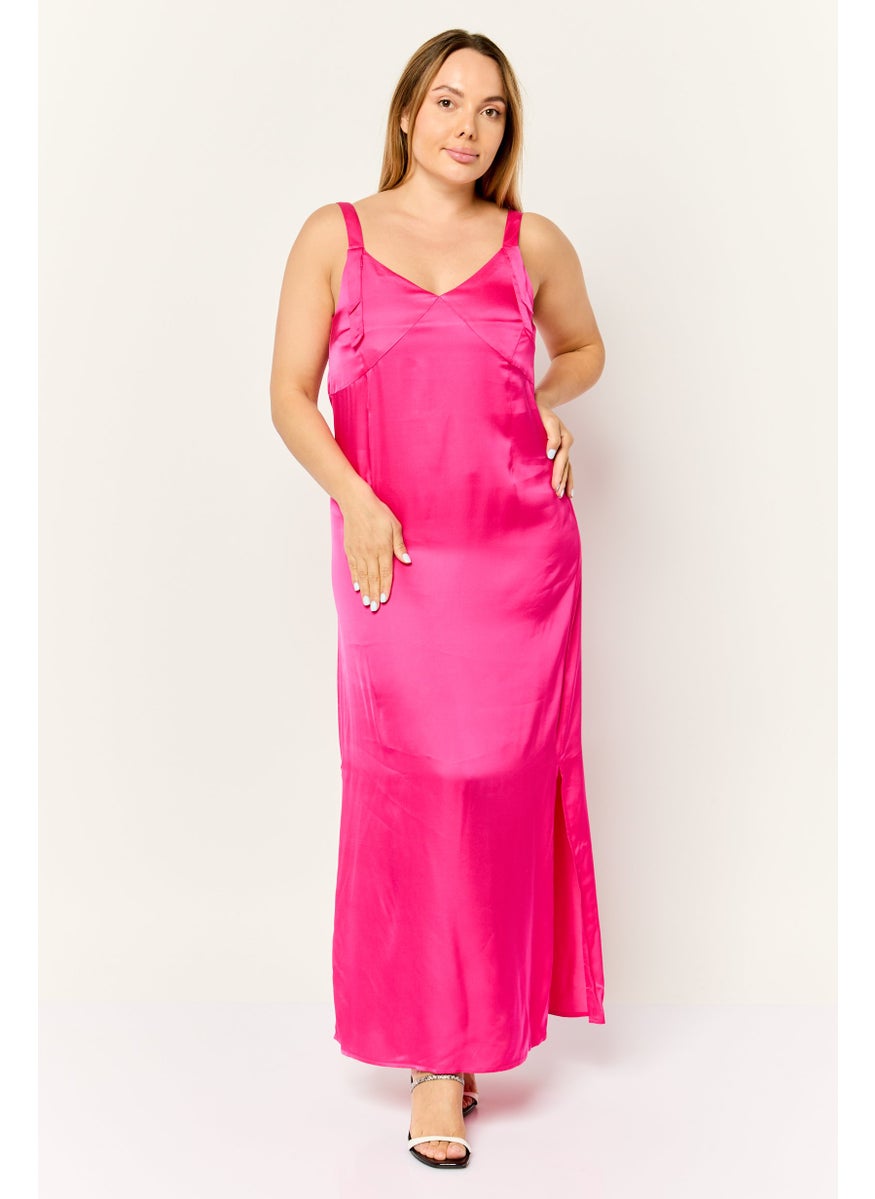 Women Plain Maxi Dress, Pink